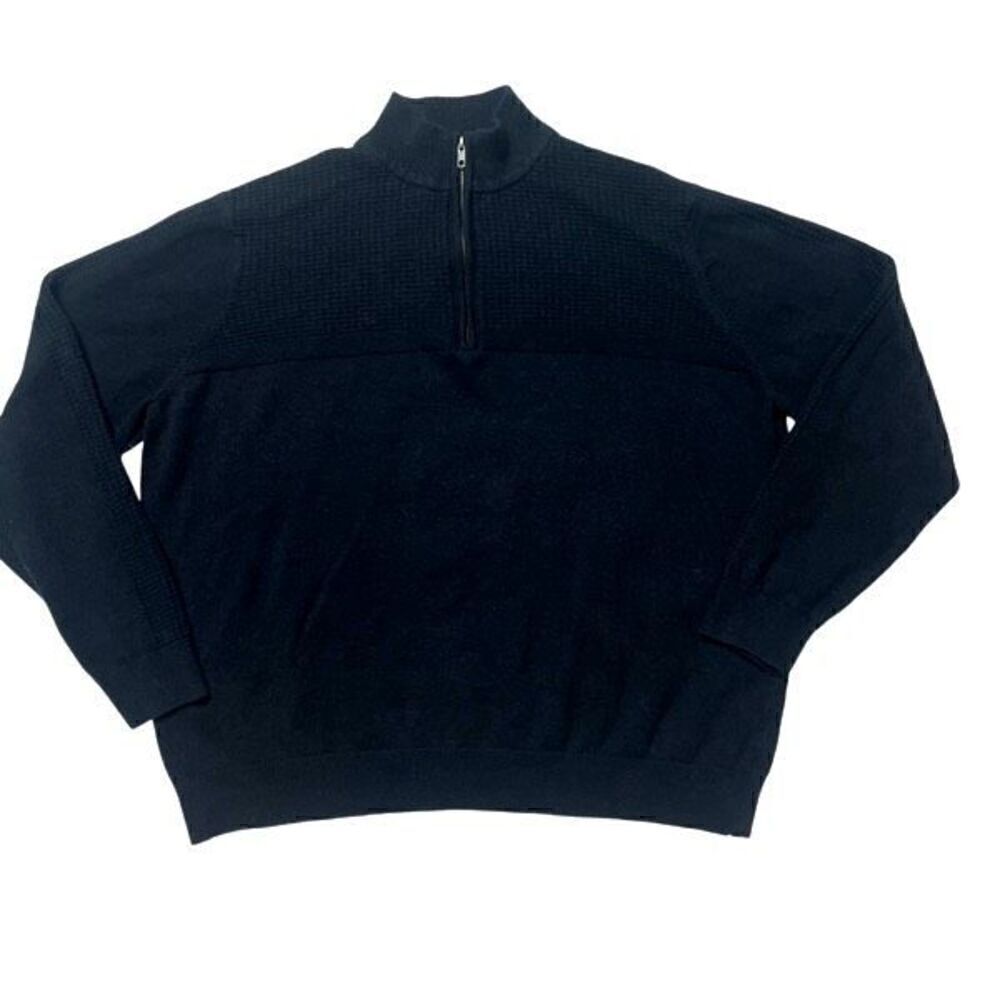 Daniel Hechter 1/4 Zip Knit Sweater Mens XXL Black Pullover 100% Cotton